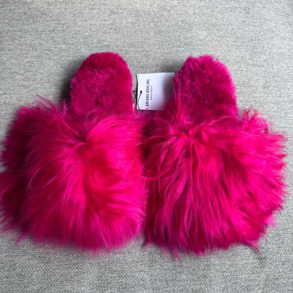 Ariana Bohling Suri Alpaca Fur Slippers Hot Pink Women's Small (6/7) New - Picture 3 of 15